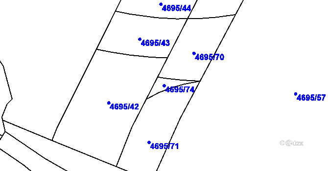 Parcela st. 4695/74 v KÚ Chomutov I, Katastrální mapa