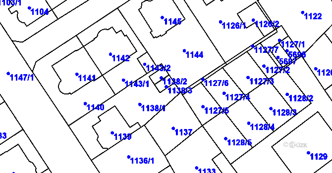 Parcela st. 1138/3 v KÚ Chomutov I, Katastrální mapa