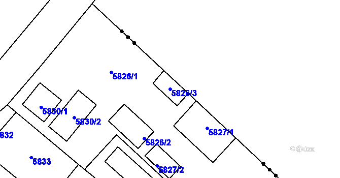 Parcela st. 5826/3 v KÚ Chomutov I, Katastrální mapa