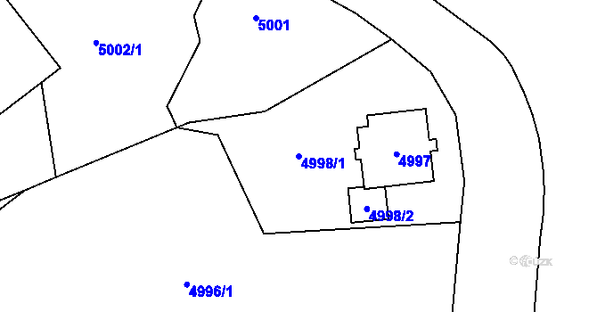 Parcela st. 4998/1 v KÚ Chomutov I, Katastrální mapa