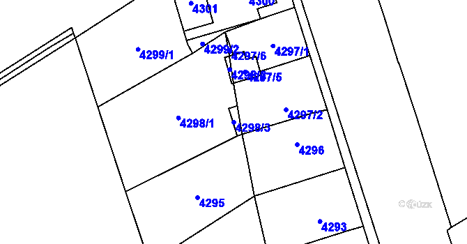 Parcela st. 4298/3 v KÚ Chomutov I, Katastrální mapa