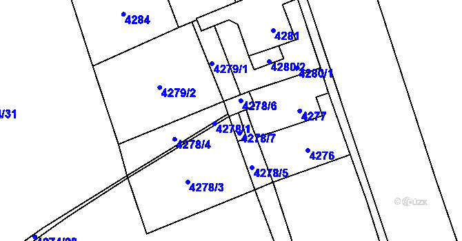 Parcela st. 4278/6 v KÚ Chomutov I, Katastrální mapa