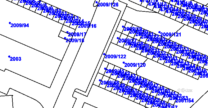 Parcela st. 2009/122 v KÚ Chomutov I, Katastrální mapa