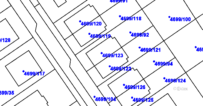 Parcela st. 4699/123 v KÚ Chomutov I, Katastrální mapa