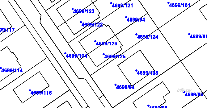 Parcela st. 4699/125 v KÚ Chomutov I, Katastrální mapa