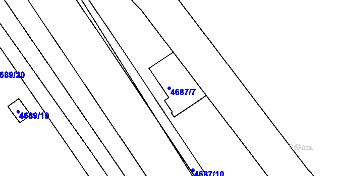 Parcela st. 4687/7 v KÚ Chomutov I, Katastrální mapa