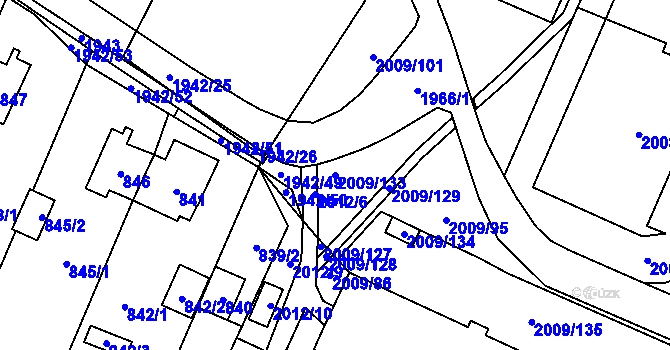 Parcela st. 2009/133 v KÚ Chomutov I, Katastrální mapa