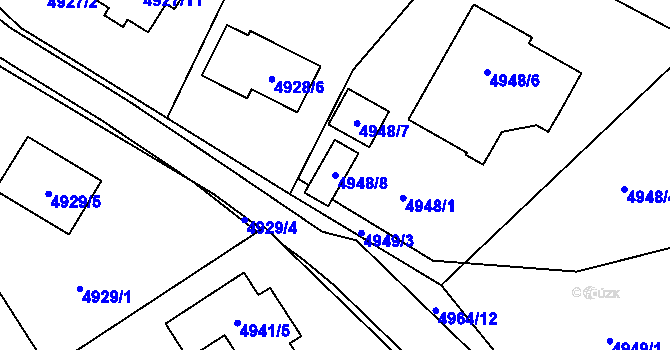 Parcela st. 4948/8 v KÚ Chomutov I, Katastrální mapa