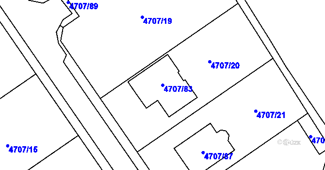 Parcela st. 4707/83 v KÚ Chomutov I, Katastrální mapa