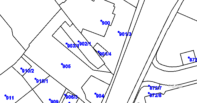 Parcela st. 901/4 v KÚ Chomutov I, Katastrální mapa