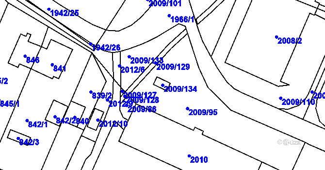 Parcela st. 2009/134 v KÚ Chomutov I, Katastrální mapa