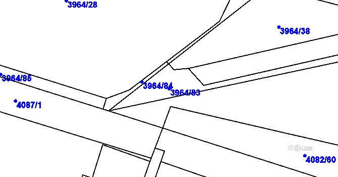 Parcela st. 3964/83 v KÚ Chomutov I, Katastrální mapa