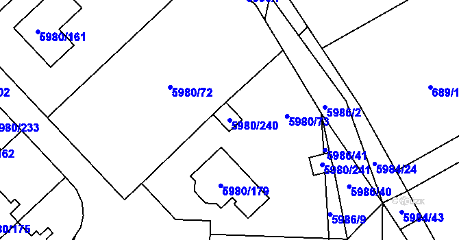 Parcela st. 5980/240 v KÚ Chomutov I, Katastrální mapa