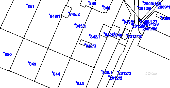 Parcela st. 842/3 v KÚ Chomutov I, Katastrální mapa