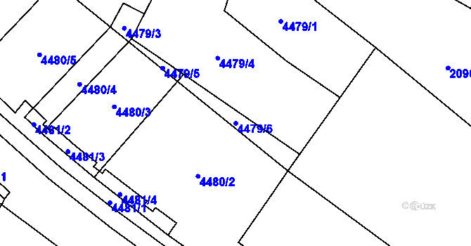 Parcela st. 4479/6 v KÚ Chomutov I, Katastrální mapa