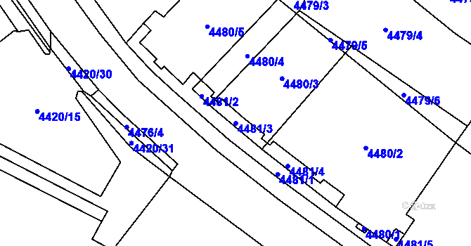 Parcela st. 4481/3 v KÚ Chomutov I, Katastrální mapa