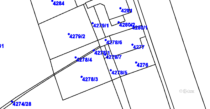 Parcela st. 4278/7 v KÚ Chomutov I, Katastrální mapa