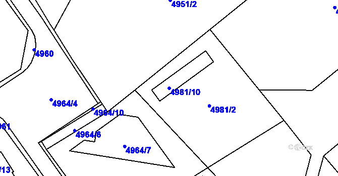 Parcela st. 4981/10 v KÚ Chomutov I, Katastrální mapa