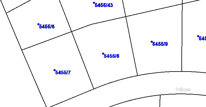Parcela st. 5455/8 v KÚ Chomutov I, Katastrální mapa