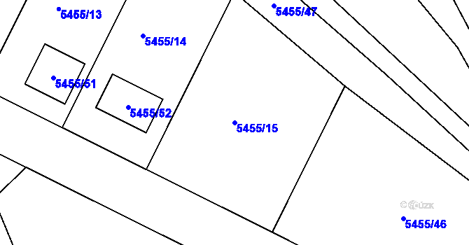 Parcela st. 5455/15 v KÚ Chomutov I, Katastrální mapa