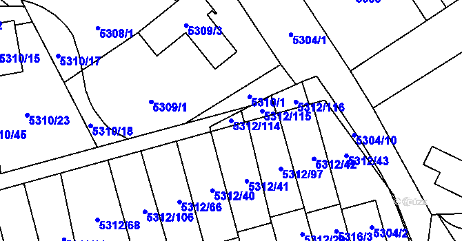 Parcela st. 5312/114 v KÚ Chomutov I, Katastrální mapa