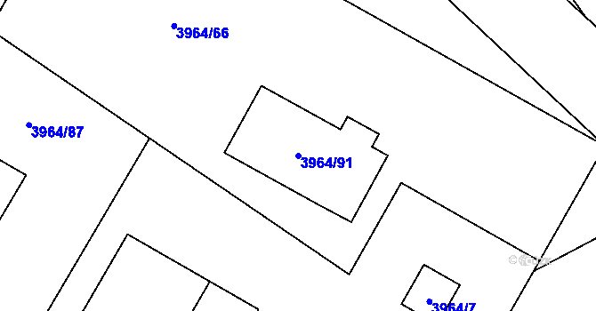 Parcela st. 3964/91 v KÚ Chomutov I, Katastrální mapa