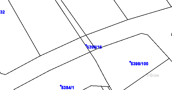 Parcela st. 5398/16 v KÚ Chomutov I, Katastrální mapa