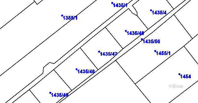 Parcela st. 1435/47 v KÚ Chomutov I, Katastrální mapa