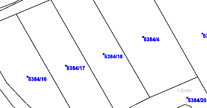 Parcela st. 5384/18 v KÚ Chomutov I, Katastrální mapa
