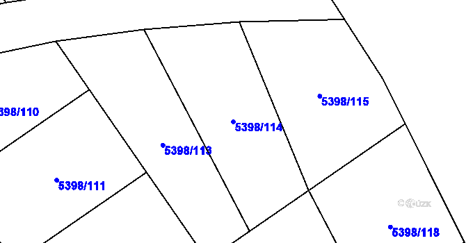 Parcela st. 5398/114 v KÚ Chomutov I, Katastrální mapa
