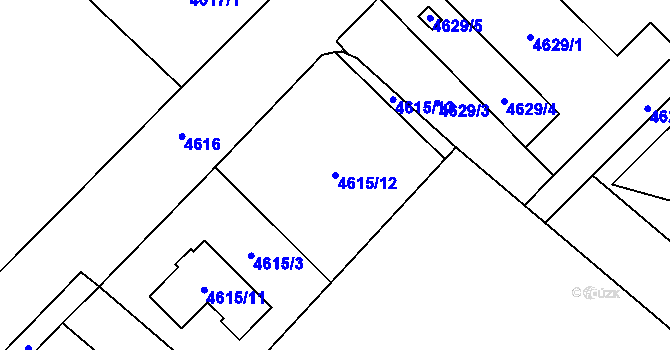Parcela st. 4615/12 v KÚ Chomutov I, Katastrální mapa