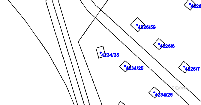 Parcela st. 4234/35 v KÚ Chomutov I, Katastrální mapa