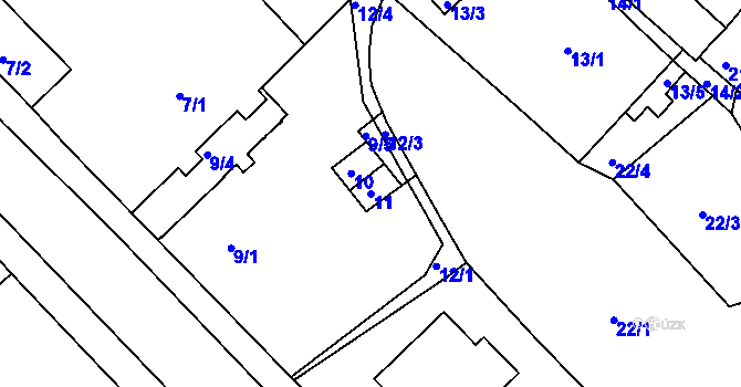 Parcela st. 11 v KÚ Chomutov II, Katastrální mapa