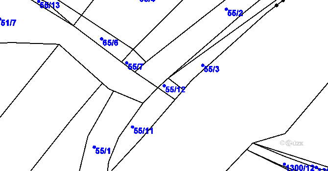 Parcela st. 55/12 v KÚ Chomutov II, Katastrální mapa