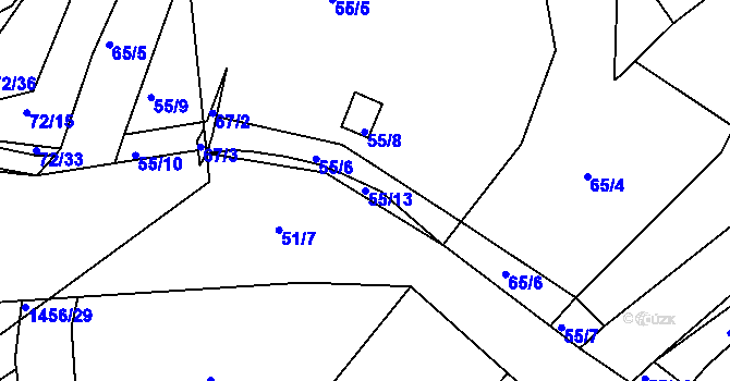 Parcela st. 55/13 v KÚ Chomutov II, Katastrální mapa
