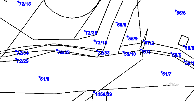 Parcela st. 72/33 v KÚ Chomutov II, Katastrální mapa
