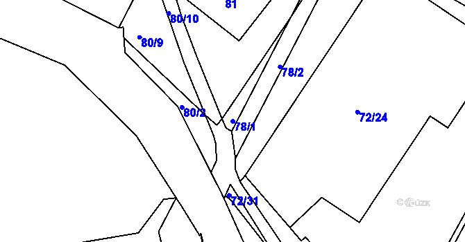 Parcela st. 78/1 v KÚ Chomutov II, Katastrální mapa