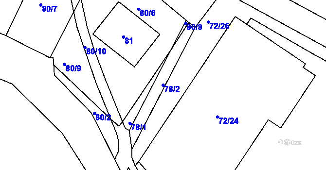 Parcela st. 78/2 v KÚ Chomutov II, Katastrální mapa