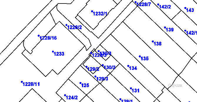 Parcela st. 130/3 v KÚ Chomutov II, Katastrální mapa