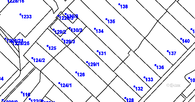 Parcela st. 131 v KÚ Chomutov II, Katastrální mapa