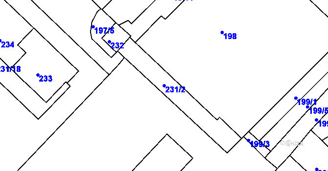 Parcela st. 231/2 v KÚ Chomutov II, Katastrální mapa