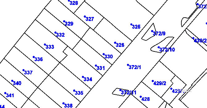 Parcela st. 330 v KÚ Chomutov II, Katastrální mapa