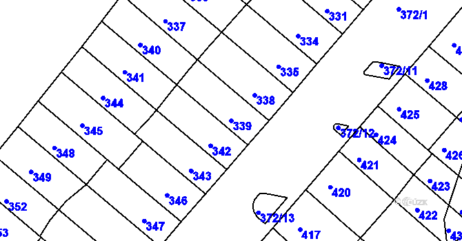 Parcela st. 339 v KÚ Chomutov II, Katastrální mapa