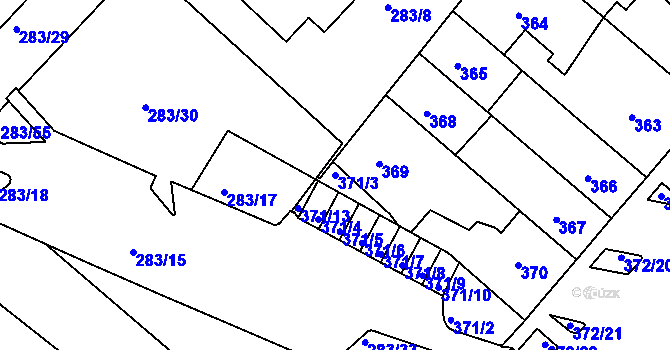 Parcela st. 371/3 v KÚ Chomutov II, Katastrální mapa