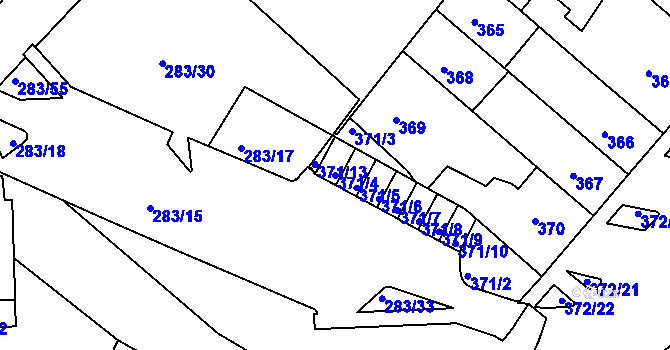 Parcela st. 371/4 v KÚ Chomutov II, Katastrální mapa