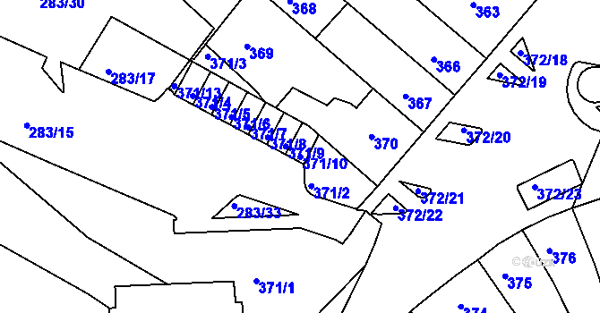 Parcela st. 371/10 v KÚ Chomutov II, Katastrální mapa