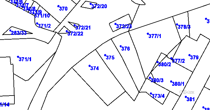 Parcela st. 375 v KÚ Chomutov II, Katastrální mapa