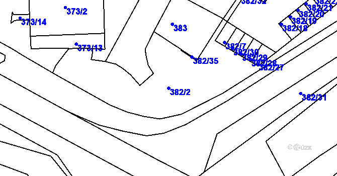 Parcela st. 382/2 v KÚ Chomutov II, Katastrální mapa