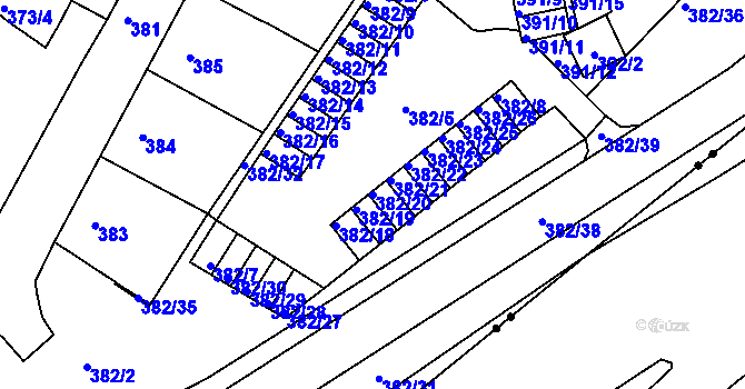 Parcela st. 382/20 v KÚ Chomutov II, Katastrální mapa