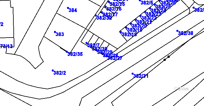 Parcela st. 382/28 v KÚ Chomutov II, Katastrální mapa